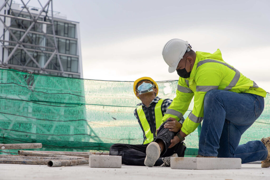 A specialized rescue operation for a severely injured worker, illustrating why Philadelphia construction accident lawyers look for safety violations that lead to medical emergencies.